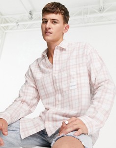 Розовая свободная рубашка в полоску Topman-Розовый цвет