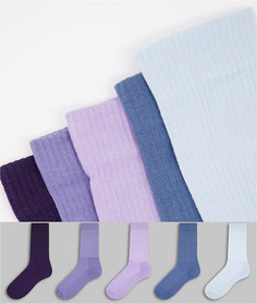 Набор из 5 пар спортивных носков фиолетовых меланжевых оттенков ASOS DESIGN-Фиолетовый цвет