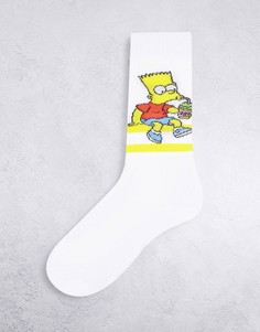 Белые спортивные носки с принтом Барта Симпсона ASOS DESIGN-Белый