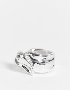Массивное волнистое кольцо серебристого цвета Weekday Rosa-Серебряный