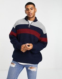 Трикотажный джемпер в рубчик с короткой молнией ASOS DESIGN-Разноцветный