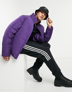 Фиолетовый нестеганый пуховик с высоким воротом ASOS DESIGN