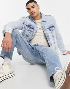 Голубая джинсовая куртка Bershka-Голубой