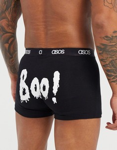 Боксеры-брифы с принтом "Boo" сзади ASOS DESIGN Halloween-Черный цвет