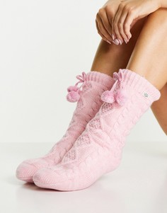 Розовые носки с флисовой подкладкой и помпонами UGG-Розовый цвет