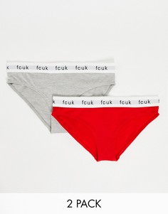 Набор из 2 трусов красного и серого цветов с логотипом "FCUK" French Connection-Multi