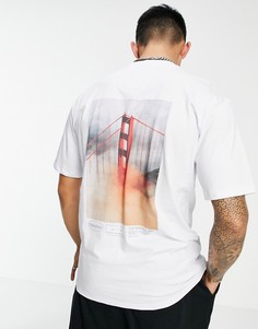 Белая футболка с фотопринтом моста на спине в винтажном стиле Caterpillar-Белый