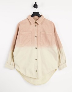 Персиковая джинсовая рубашка бойфренда в стиле oversized с эффектом омбре Bolongaro Trevor-Розовый цвет