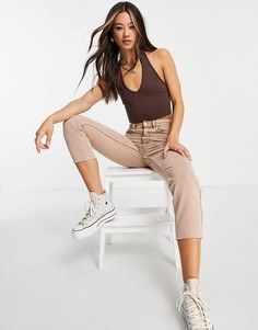 Коричневый кроп-топ с завязкой через шею ASOS DESIGN-Коричневый цвет