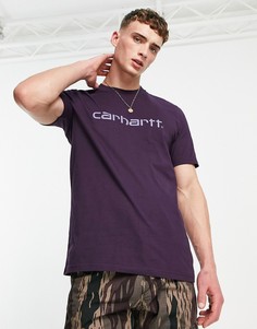 Фиолетовая футболка с надписью Carhartt WIP-Фиолетовый цвет