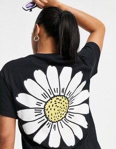 Черная oversized-футболка с рисунком ромашки на спине New Love Club-Черный цвет