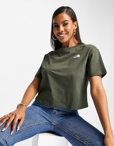 Укороченная футболка цвета хаки с логотипом The North Face-Зеленый цвет