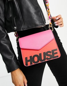 Розовая сумка через плечо с ремешком-цепочкой House of Holland-Розовый цвет