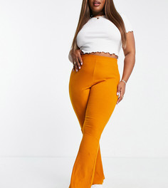 Оранжевые расклешенные брюки в рубчик ASOS DESIGN Curve-Оранжевый цвет