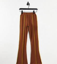 Коричневые расклешенные брюки с контрастными швами COLLUSION-Коричневый цвет