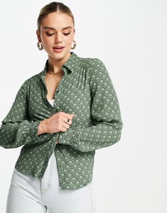 Блузка с длинным рукавом, воротником и принтом в стиле 70-х от комплекта Vila-Разноцветный