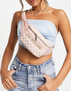 Розовая стеганая сумка-кошелек на пояс с логотипом Love Moschino-Черный цвет