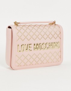 Розовая стеганая сумка на плечо с логотипом Love Moschino-Розовый цвет