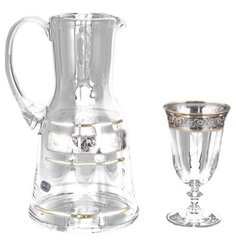 Набор для воды (кувшин + 6 бокалов) Crystalex CZ s.r.o. "Цветочный узор на платине" 098266