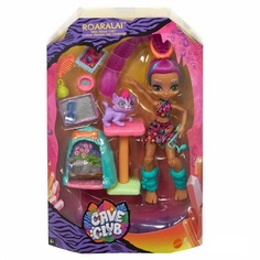 Игровой набор Cave Club Mattel с куклой Роралай и саблезубым котенком