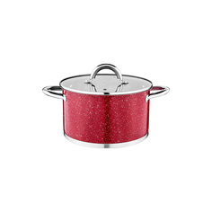 Кастрюля Аgness со стеклянной крышкой, red marble 1,8л 16х9,5см 937-320 Agness