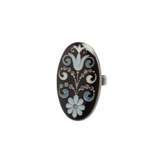 Кольцо из бижутерного сплава/бронзы с эмалью Clara Bijoux K72296.6 BL/BW