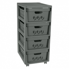 Комод на колесах DELUXE, 4 ящика, 300х385х690 мм (Серый) 433276911 Эконова