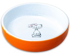 Одинарная миска для кошек КерамикАрт, керамика, оранжевый, 0.37 л