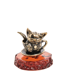 Фигурка "Котик в чашке" (латунь, янтарь) Art East
