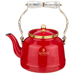Чайник agness эмалированный со складывающейся ручкой, тюдор 2, 5л, Agness_950-236