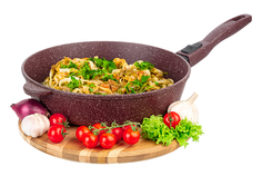 Сковорода глубокая 28 см Elan Gallery ГАРМОНИЯ ВКУСА Рубин, со съёмной ручкой