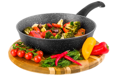 Сковорода глубокая 24 см Elan Gallery ГАРМОНИЯ ВКУСА Черный мрамор Индукция без крышки