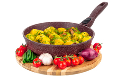 Сковорода глубокая 24 см Elan Gallery ГАРМОНИЯ ВКУСА Рубин, со съёмной ручкой