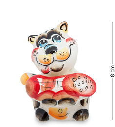 Фигурка "Кот с колбасой" цв.(Гжельский фарфор) ГЛ-155