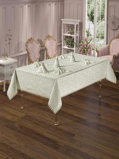 Скатерть DO&CO и гипюром 160х220 (8 салф.) LUX KDK, кремовый