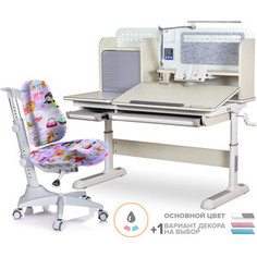 Комплект Mealux Winnipeg Multicolor GL (BD-630 MG + кресло Y-528 GL) (стол+кресло)/столешница белый дуб, накладки серые