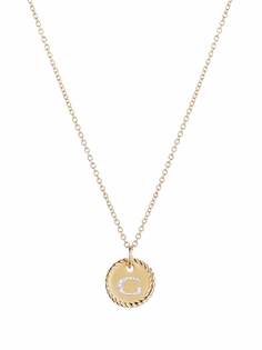 David Yurman колье Initial G из желтого золота с бриллиантами