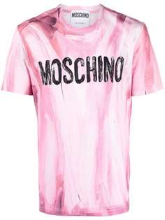 Moschino футболка с эффектом разбрызганной краски и логотипом