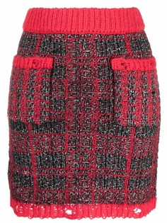 Pinko твидовая юбка с эффектом потертости
