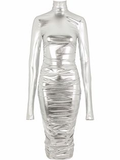 Dolce & Gabbana платье со сборками и эффектом металлик