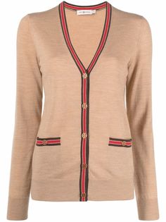 Tory Burch шерстяной кардиган Madelaine с окантовкой в полоску