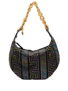 Versace сумка на плечо Greca Neon с кристаллами