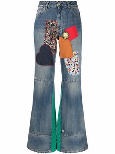 Victoria Beckham широкие джинсы в технике пэчворк