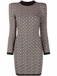 Balmain шерстяное платье с монограммой