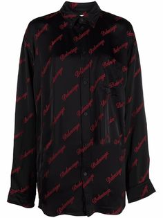 Balenciaga рубашка с вышитым логотипом и длинными рукавами
