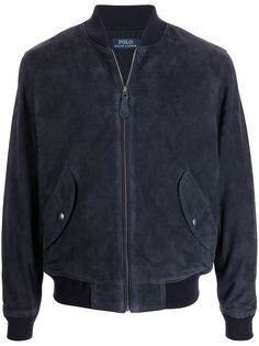 Polo Ralph Lauren embroidered-logo suede bomber jacket