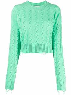 Laneus cable-knit distressed-effect jumper
