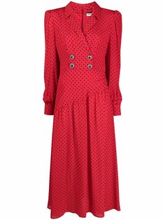 Alessandra Rich polka dot-print button-front long dress