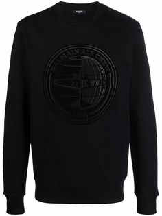Balmain flocked logo crew-neck sweatshirt
