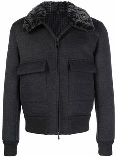 Fendi FF-collar reversible faux-shearling jacket